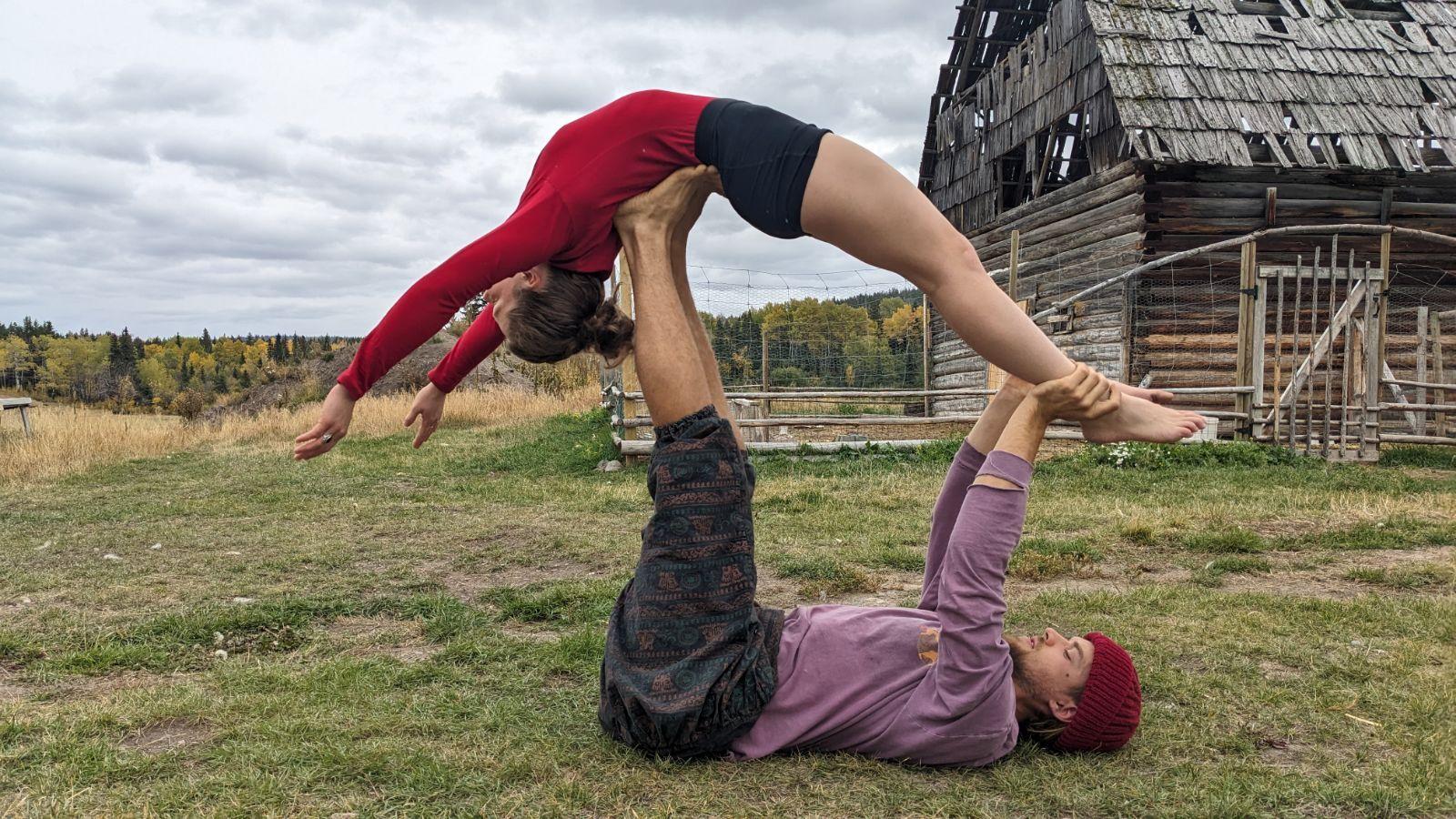 Acro by the old barn