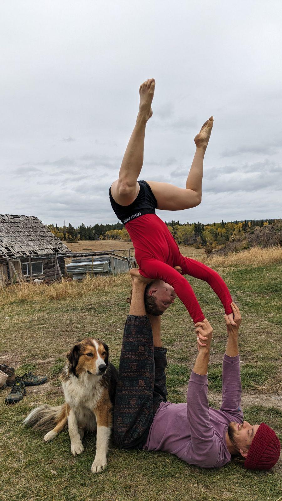 Acro with a farm dog